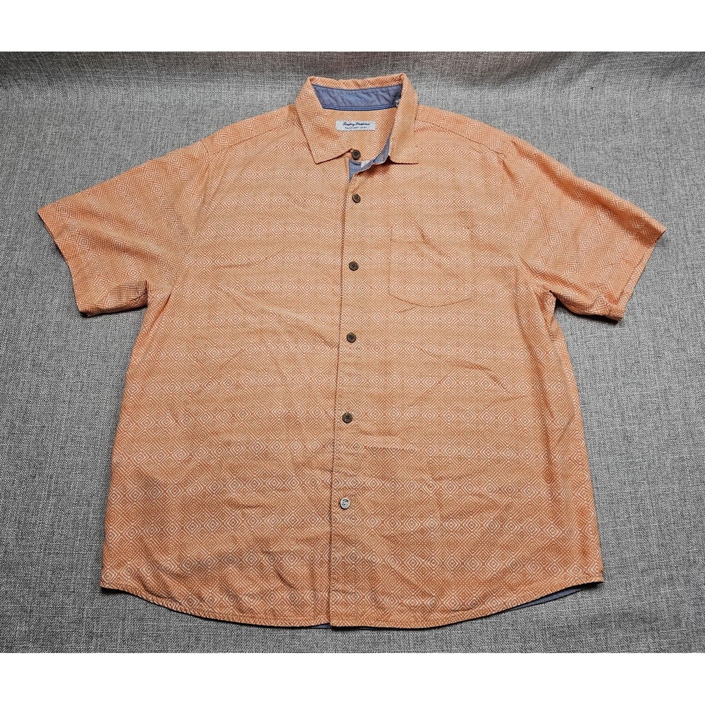 Tommy Bahama Shirt Mens XL Orange Coconut Point Short Sleeve Button-Up Casual